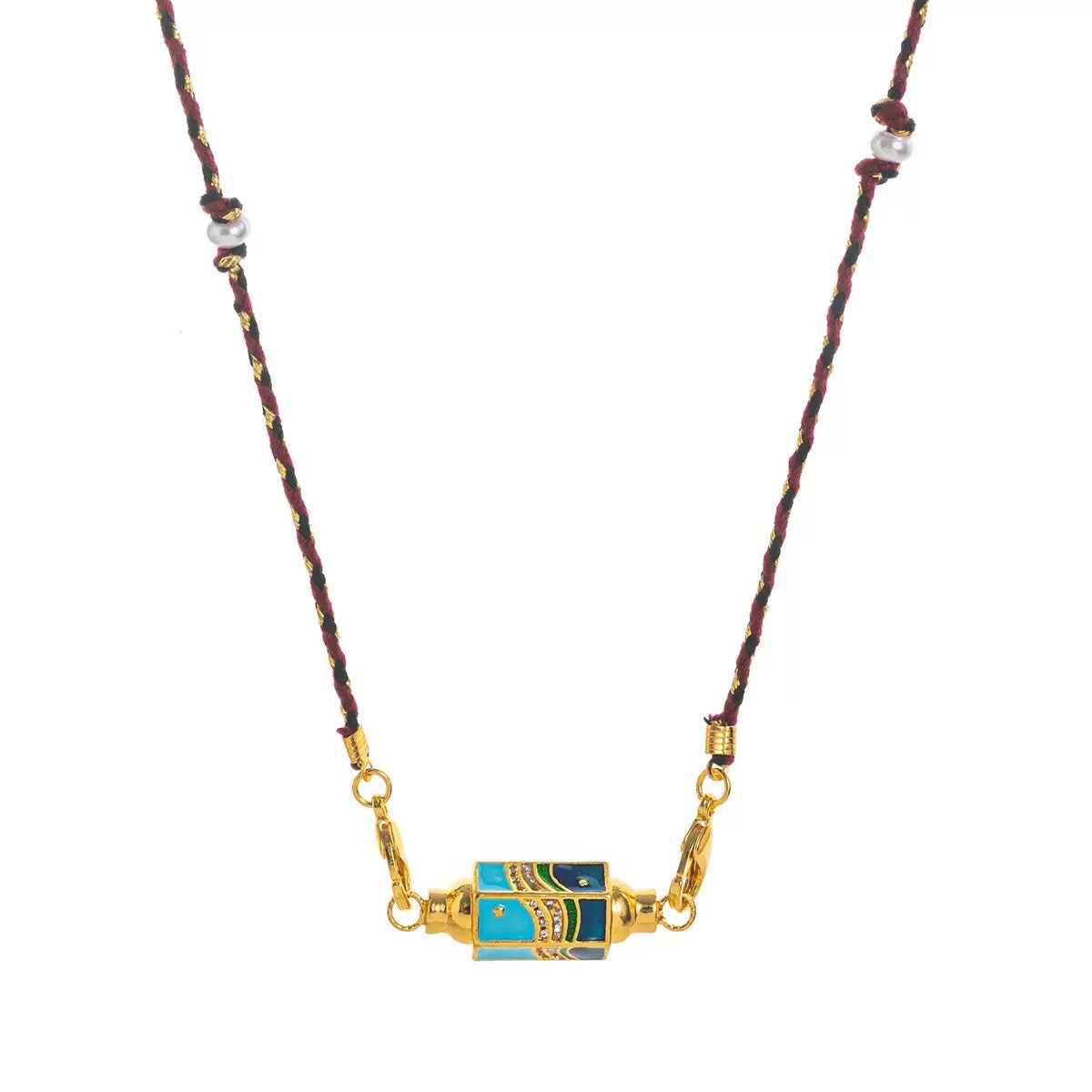Enamel Tarot Cylinder Necklace,18K Gold Plated Stainless Steel Colorful Star‑Eye Pendant Necklace for Women Vintage Daily Jewelry