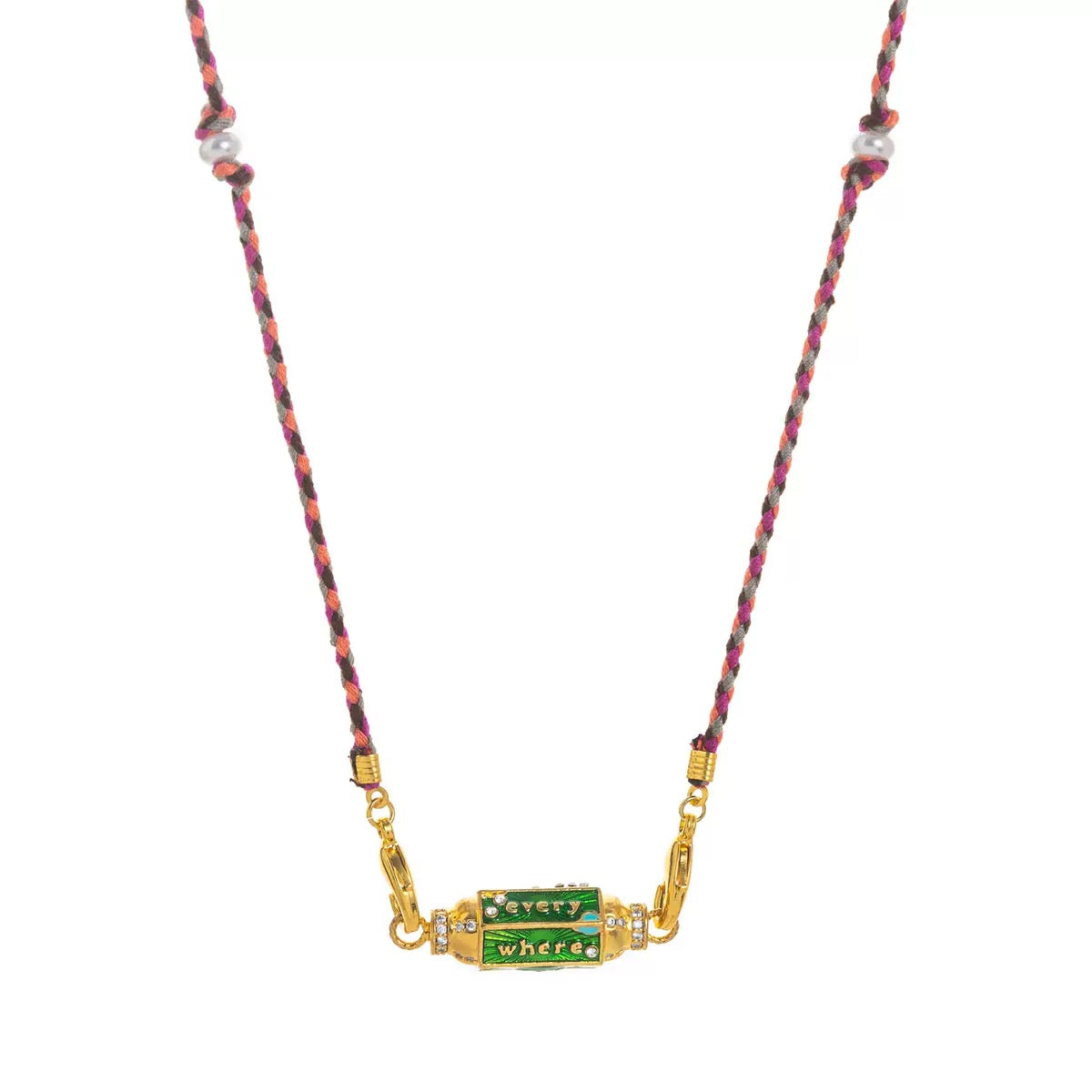 Enamel Tarot Cylinder Necklace,18K Gold Plated Stainless Steel Colorful Star‑Eye Pendant Necklace for Women Vintage Daily Jewelry