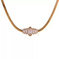 Triple Round Zirconia Tassel Color-Block Necklace