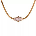 Triple Round Zirconia Tassel Color-Block Necklace