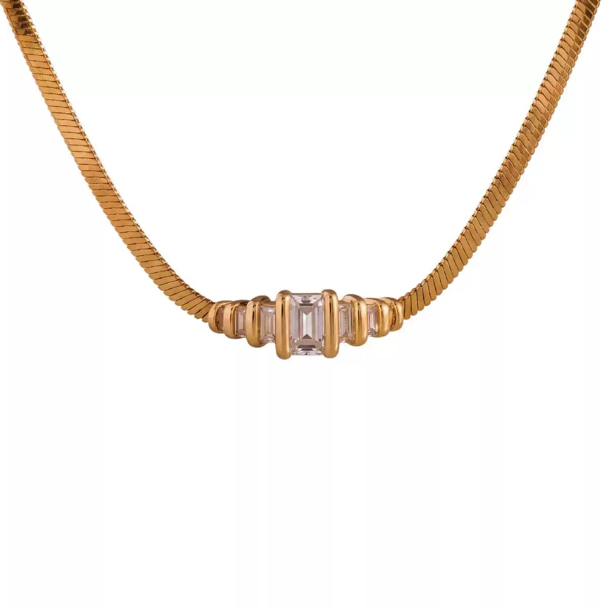 Triple Round Zirconia Tassel Color-Block Necklace