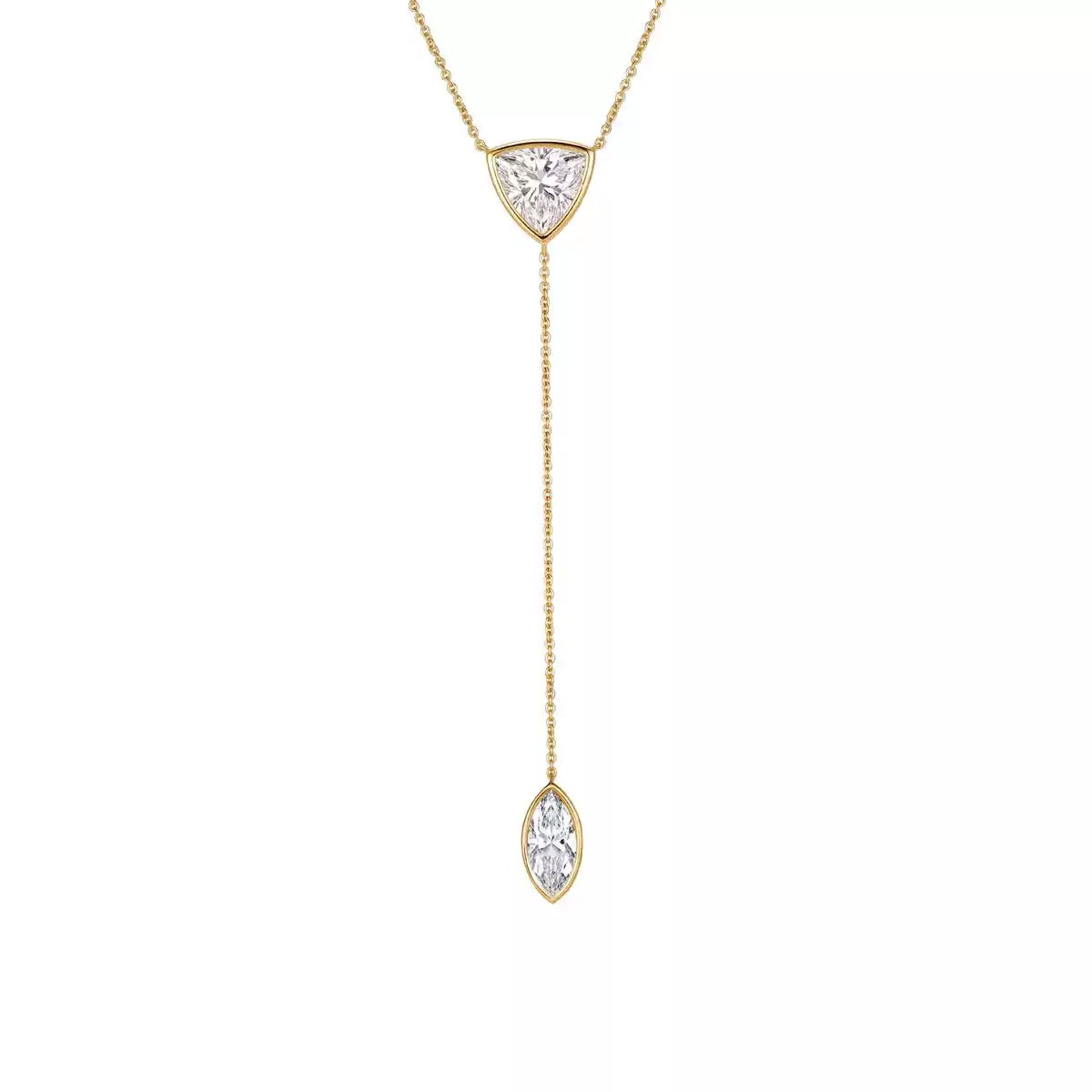 Triple Round Zirconia Tassel Color-Block Necklace