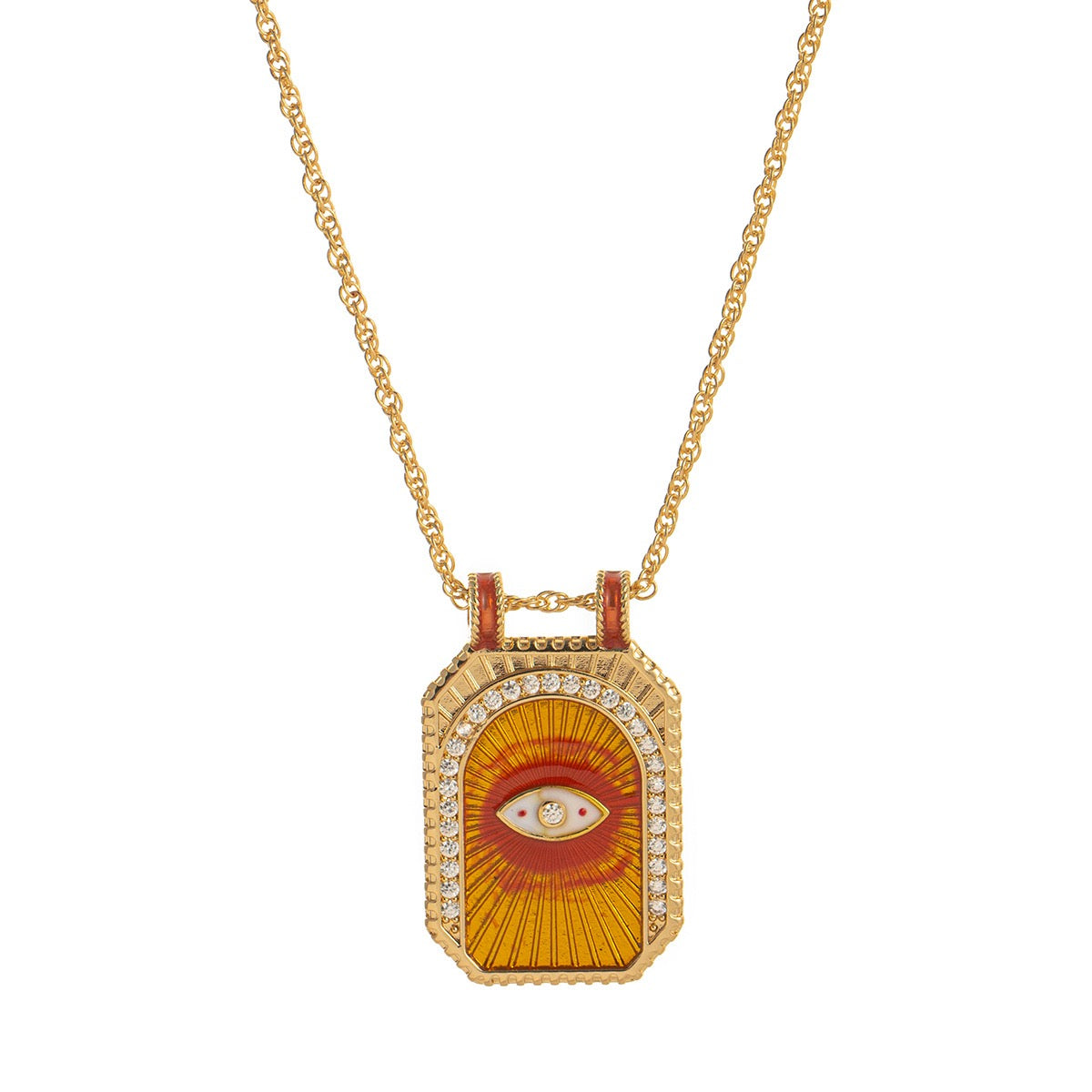 Vintage Tarot Large Pendant Necklace – Sun, Moon, Star, Heart, Planet, Desert, Four-Leaf Clover, Red Evil Eye, Green Evil Eye & Saturn