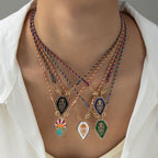 Tarot Card Necklace – Vintage Artistic Colourful Pendant, Gold Plated Tarnish-Resistant | Deep Blue, Black, Green, Orange - UMI
