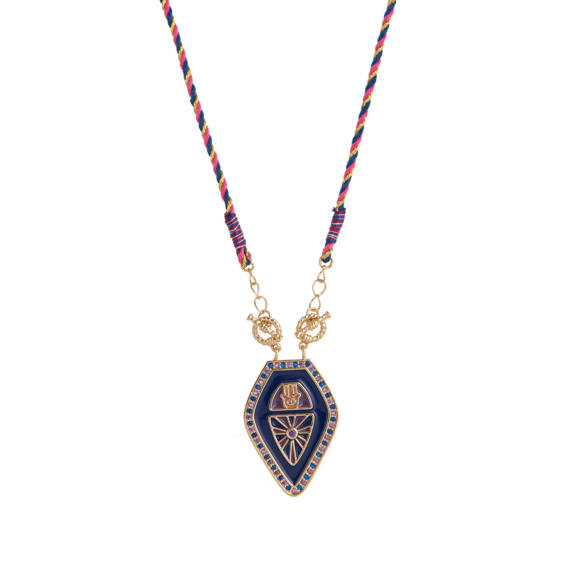 Tarot Card Necklace – Vintage Artistic Colourful Pendant, Gold Plated Tarnish-Resistant | Deep Blue, Black, Green, Orange