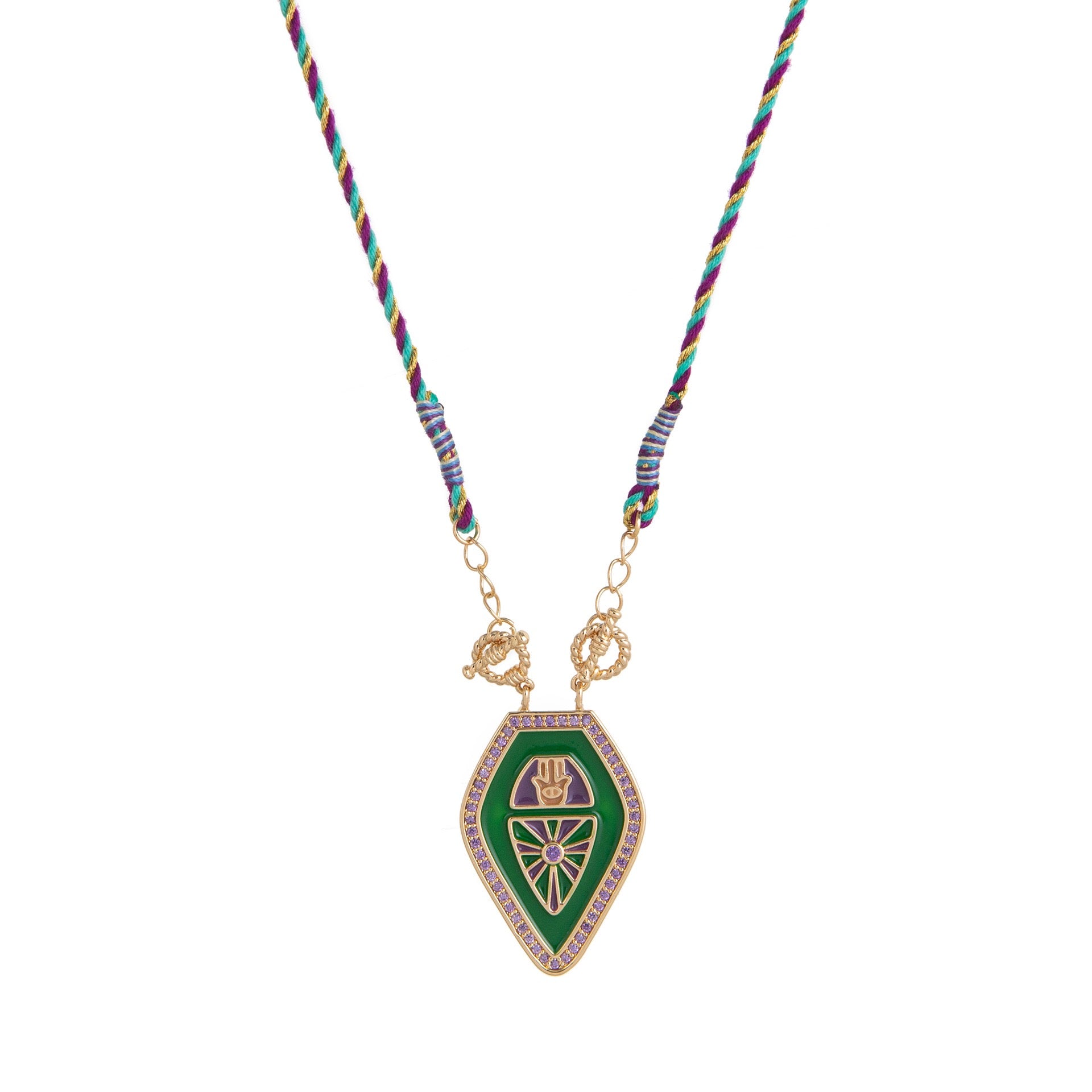 Tarot Card Necklace – Vintage Artistic Colourful Pendant, Gold Plated Tarnish-Resistant | Deep Blue, Black, Green, Orange
