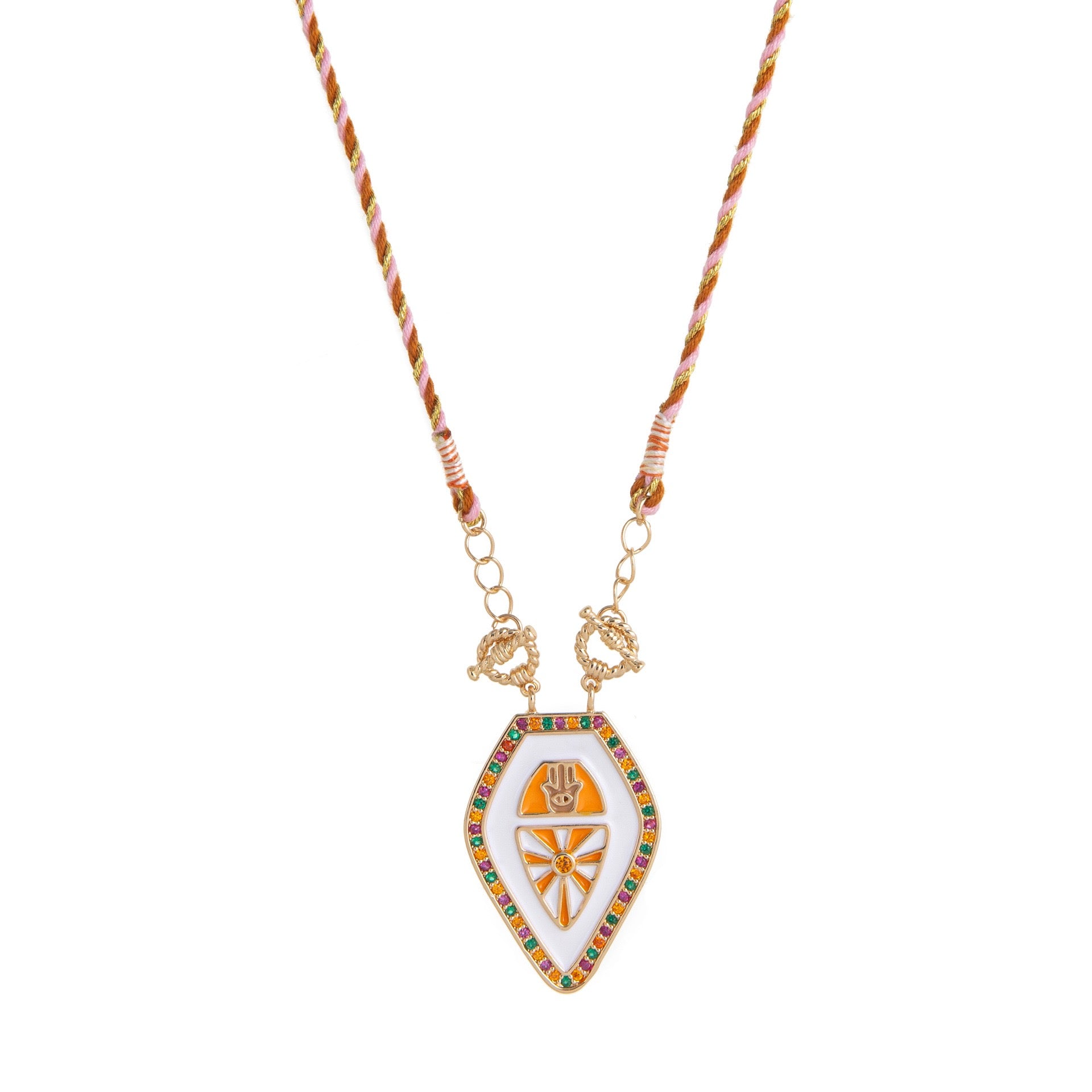 Tarot Card Necklace – Vintage Artistic Colourful Pendant, Gold Plated Tarnish-Resistant | Deep Blue, Black, Green, Orange