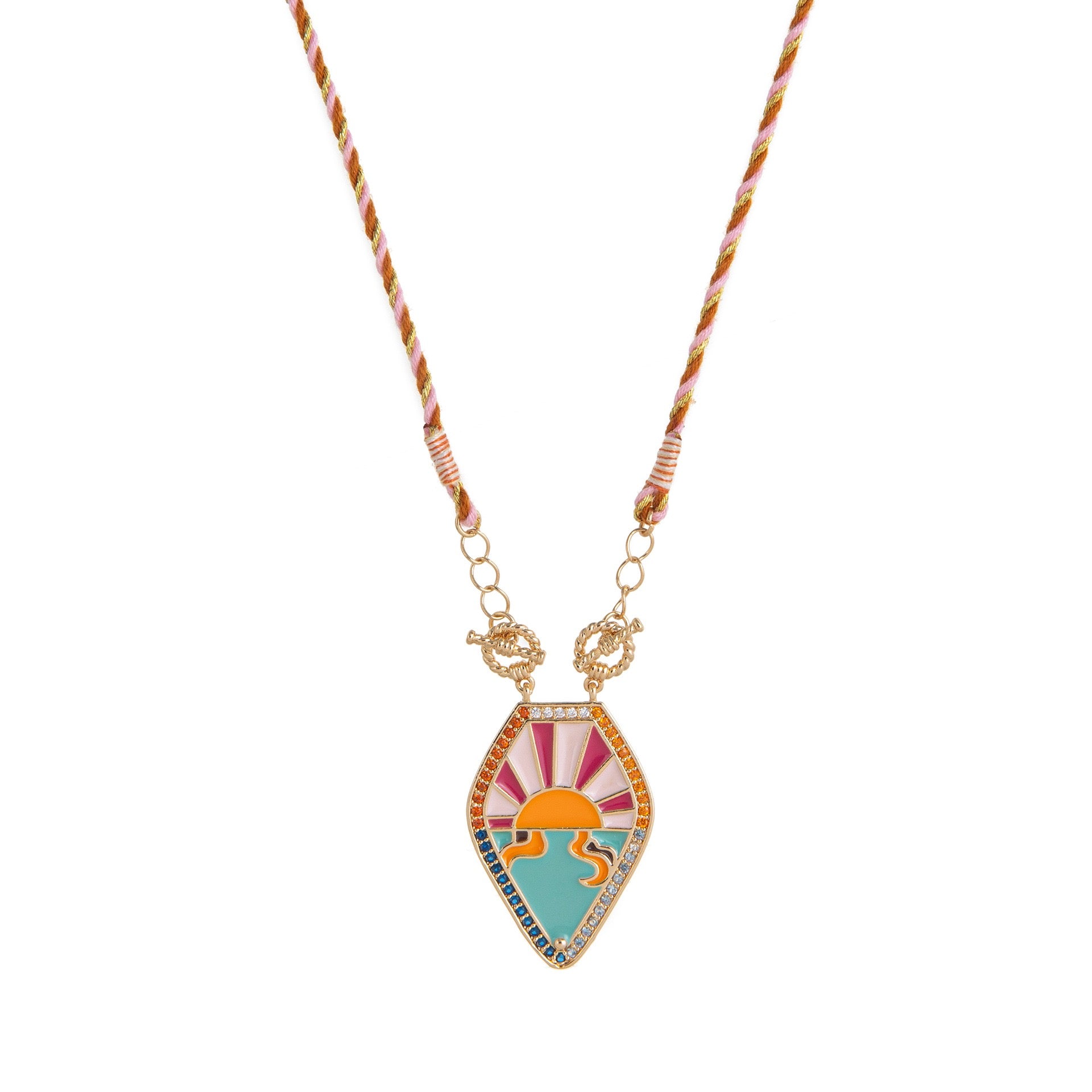 Tarot Card Necklace – Vintage Artistic Colourful Pendant, Gold Plated Tarnish-Resistant | Deep Blue, Black, Green, Orange