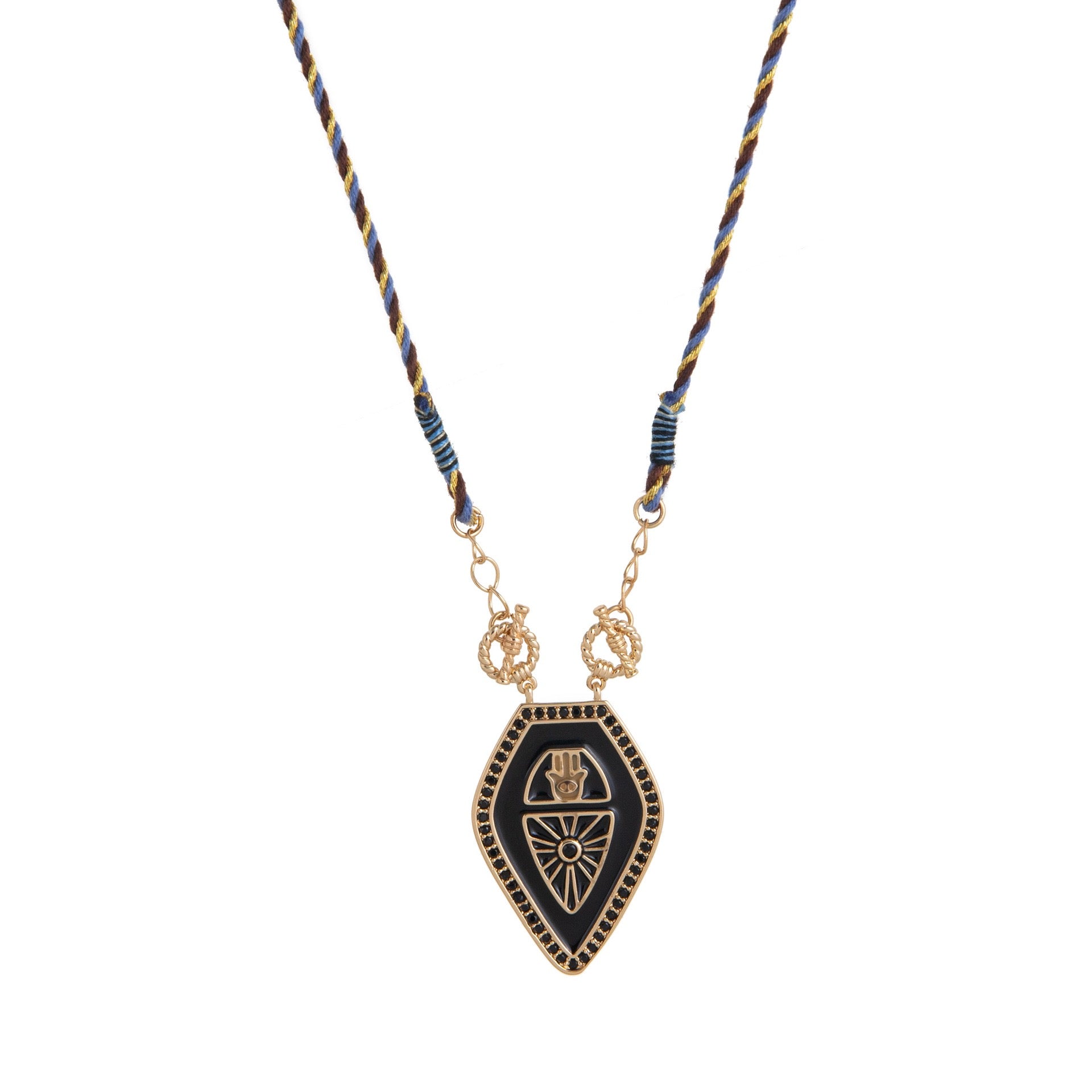 Tarot Card Necklace – Vintage Artistic Colourful Pendant, Gold Plated Tarnish-Resistant | Deep Blue, Black, Green, Orange