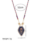 Tarot Card Necklace – Vintage Artistic Colourful Pendant, Gold Plated Tarnish-Resistant | Deep Blue, Black, Green, Orange - UMI