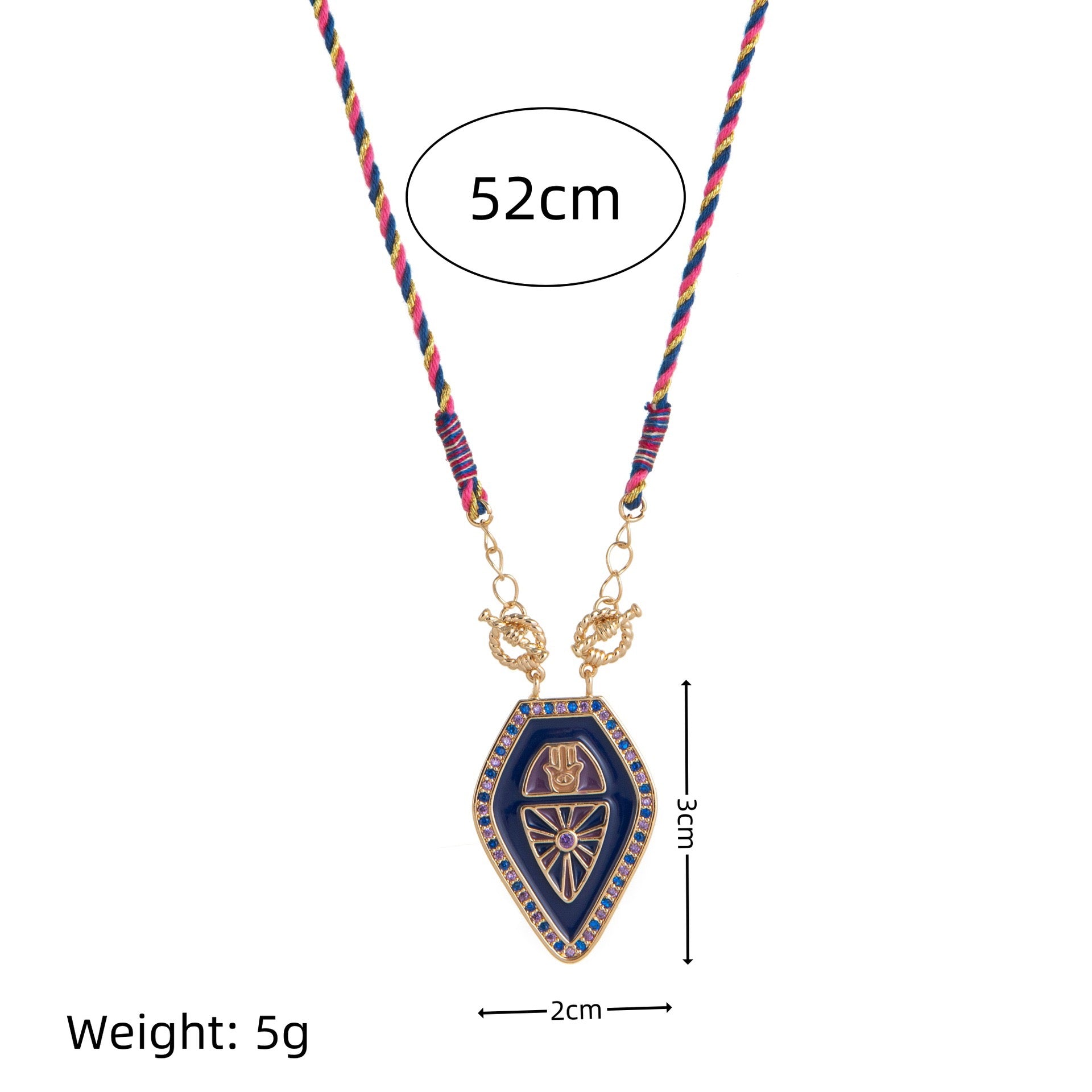 Tarot Card Necklace – Vintage Artistic Colourful Pendant, Gold Plated Tarnish-Resistant | Deep Blue, Black, Green, Orange