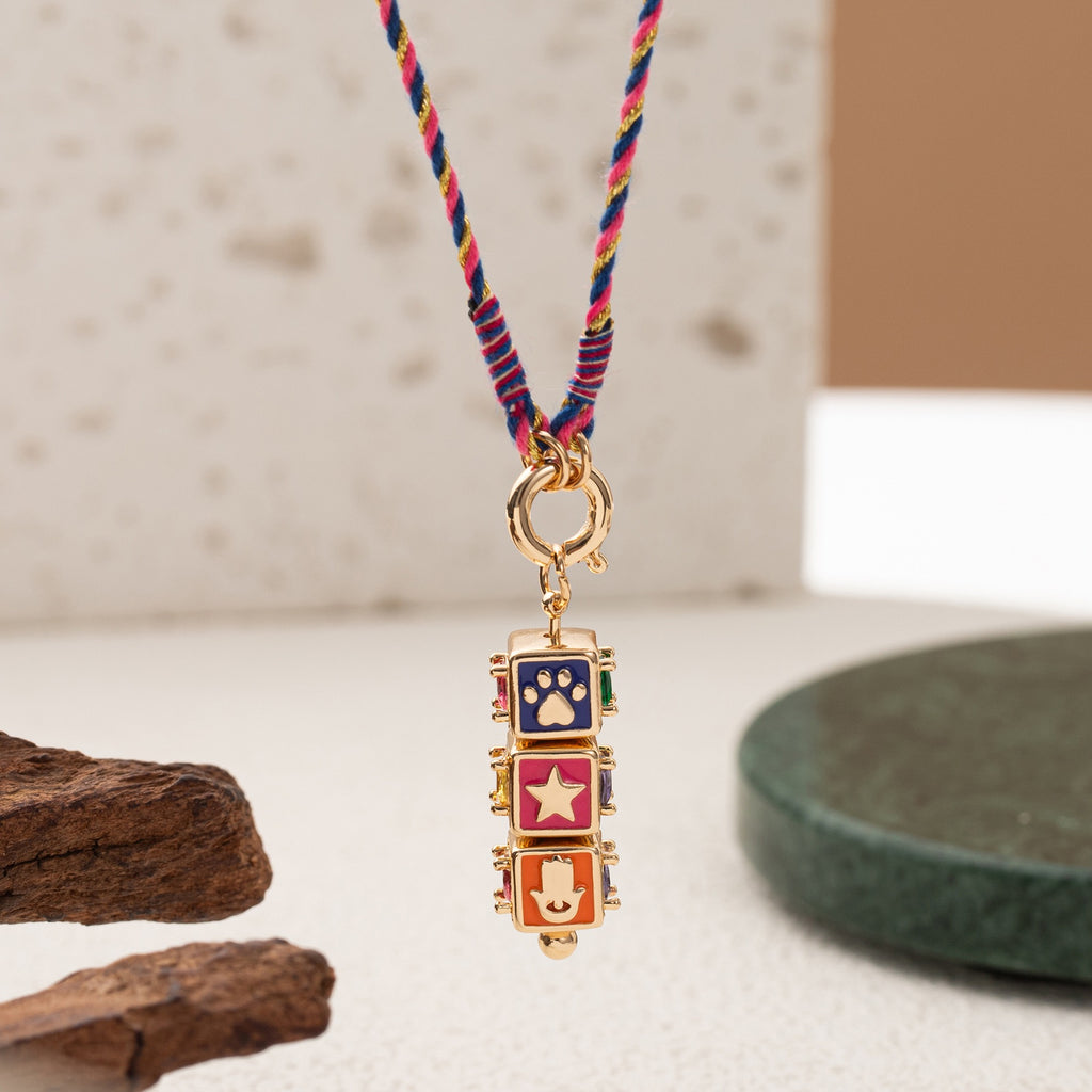Tarot LOVE Colourful Necklace – Niche Star & Evil Eye Pendant, Gold Plated Tarnish-Resistant | Lucky Bead Necklace