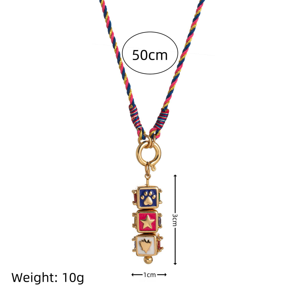 Tarot LOVE Colourful Necklace – Niche Star & Evil Eye Pendant, Gold Plated Tarnish-Resistant | Lucky Bead Necklace