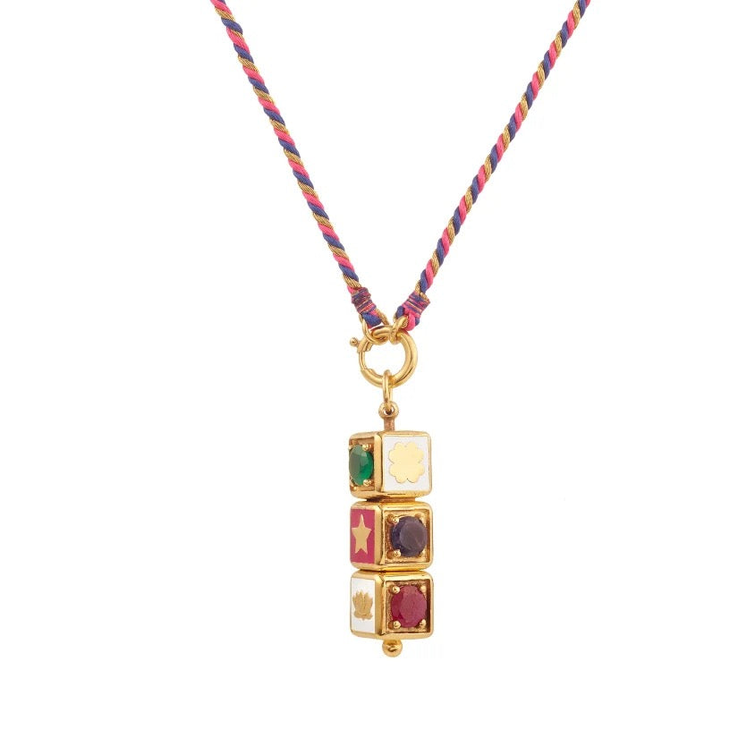Tarot LOVE Colourful Necklace – Niche Star & Evil Eye Pendant, Gold Plated Tarnish-Resistant | Lucky Bead Necklace