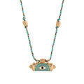 Evil Eye Kaleidoscope Necklace – Vintage Braided Rope & Chain, Double-Sided Eye Pendant, Gold Plated Lock | Blue Eye, Red Eye, Green Eye Kaleidoscope