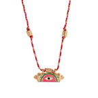 Evil Eye Kaleidoscope Necklace – Vintage Braided Rope & Chain, Double-Sided Eye Pendant, Gold Plated Lock | Blue Eye, Red Eye, Green Eye Kaleidoscope - UMI