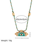 Evil Eye Kaleidoscope Necklace – Vintage Braided Rope & Chain, Double-Sided Eye Pendant, Gold Plated Lock | Blue Eye, Red Eye, Green Eye Kaleidoscope - UMI