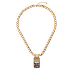 Evil Eye Tarot Pharaoh TAROT Enamel Bracelet & Sweater Chain Set – Statement Layered, Gold Plated | Black, Pink Necklace, Black, Pink Bracelet - UMI