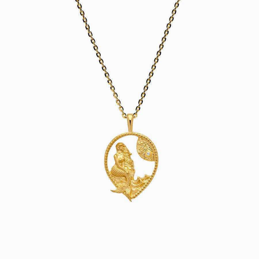 Greek Goddess Necklace – Athena, Medusa, Mermaid & Chimera Mythology Pendant, Copper Real Gold Plated | Round Fairy, Square Chimera