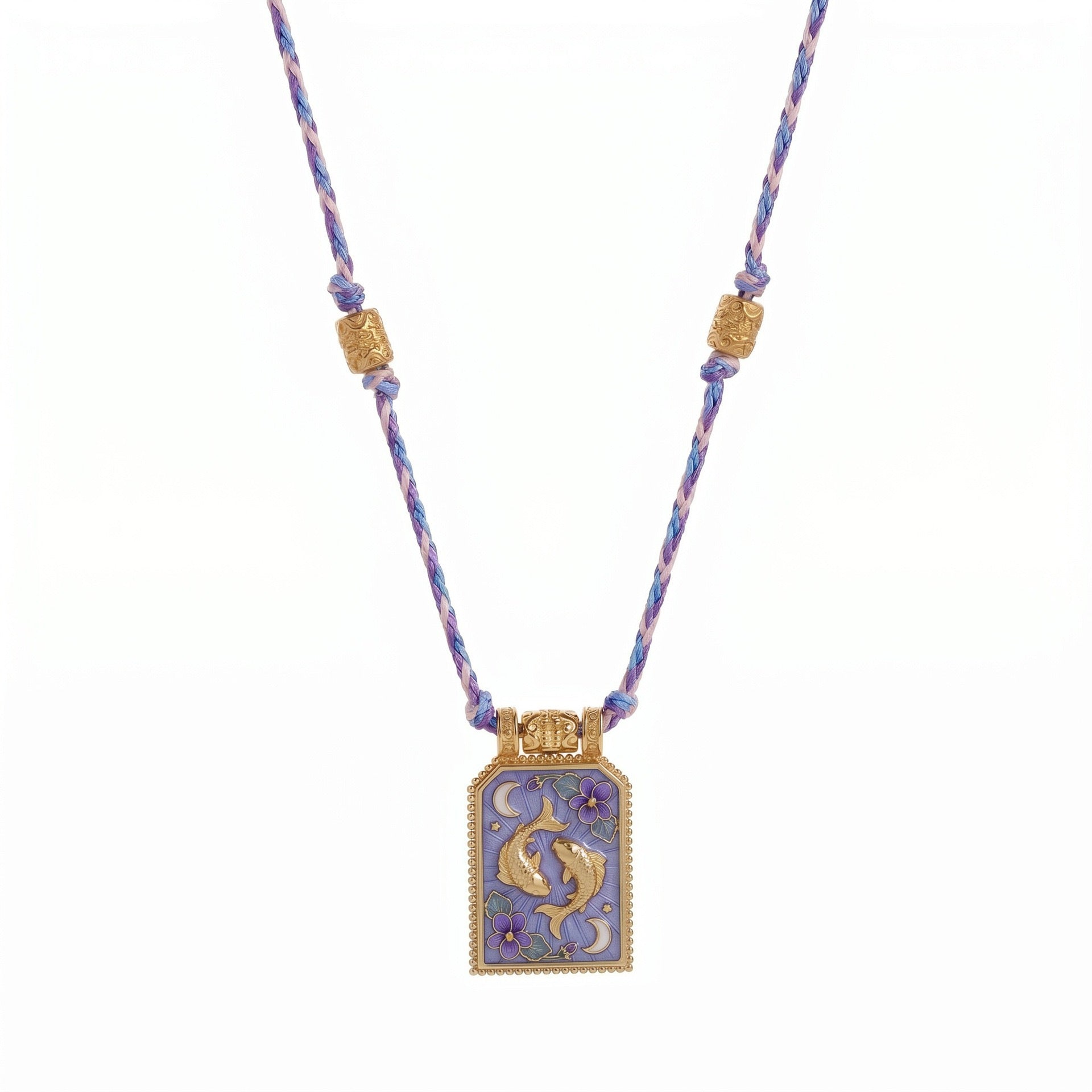 12 Zodiac Enamel Square Pendant Necklace – Colourful Rope Chain, Embossed Craft, Adjustable