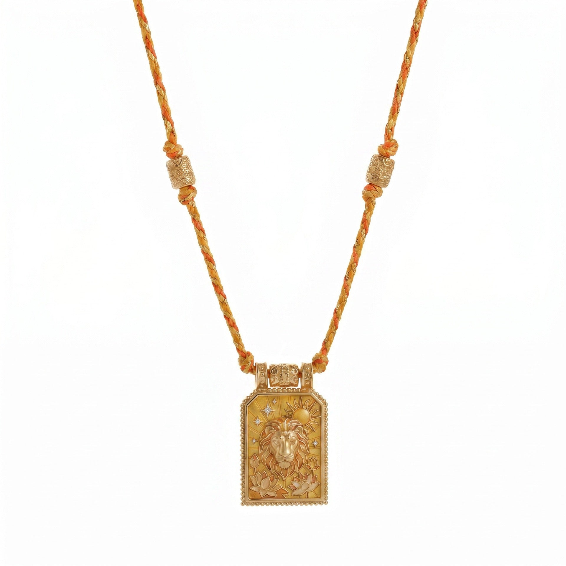 12 Zodiac Enamel Square Pendant Necklace – Colourful Rope Chain, Embossed Craft, Adjustable