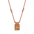 12 Zodiac Enamel Square Pendant Necklace – Colourful Rope Chain, Embossed Craft, Adjustable