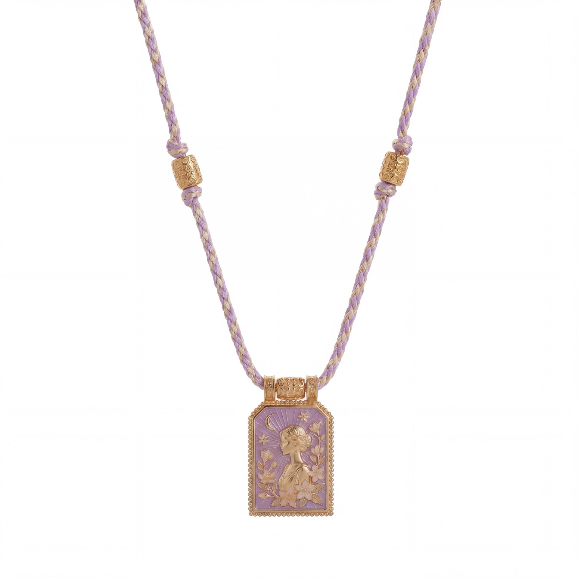 12 Zodiac Enamel Square Pendant Necklace – Colourful Rope Chain, Embossed Craft, Adjustable