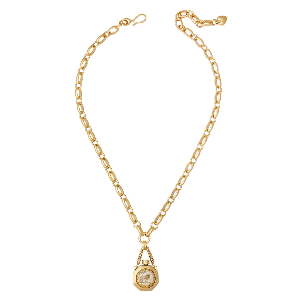 12 Zodiac Wish Bottle Enamel Pendant Cat Ear Necklace – Statement Sweater Chain, Heavy Craft