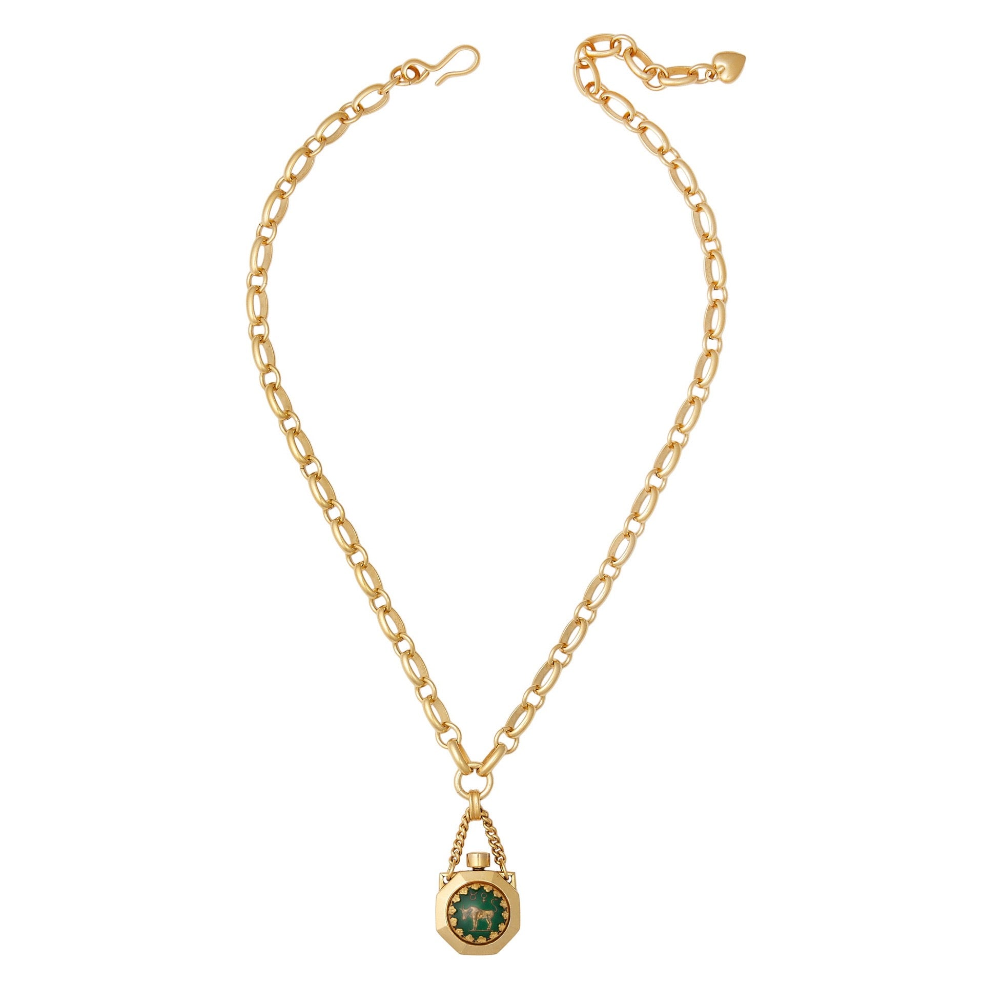 12 Zodiac Wish Bottle Enamel Pendant Cat Ear Necklace – Statement Sweater Chain, Heavy Craft