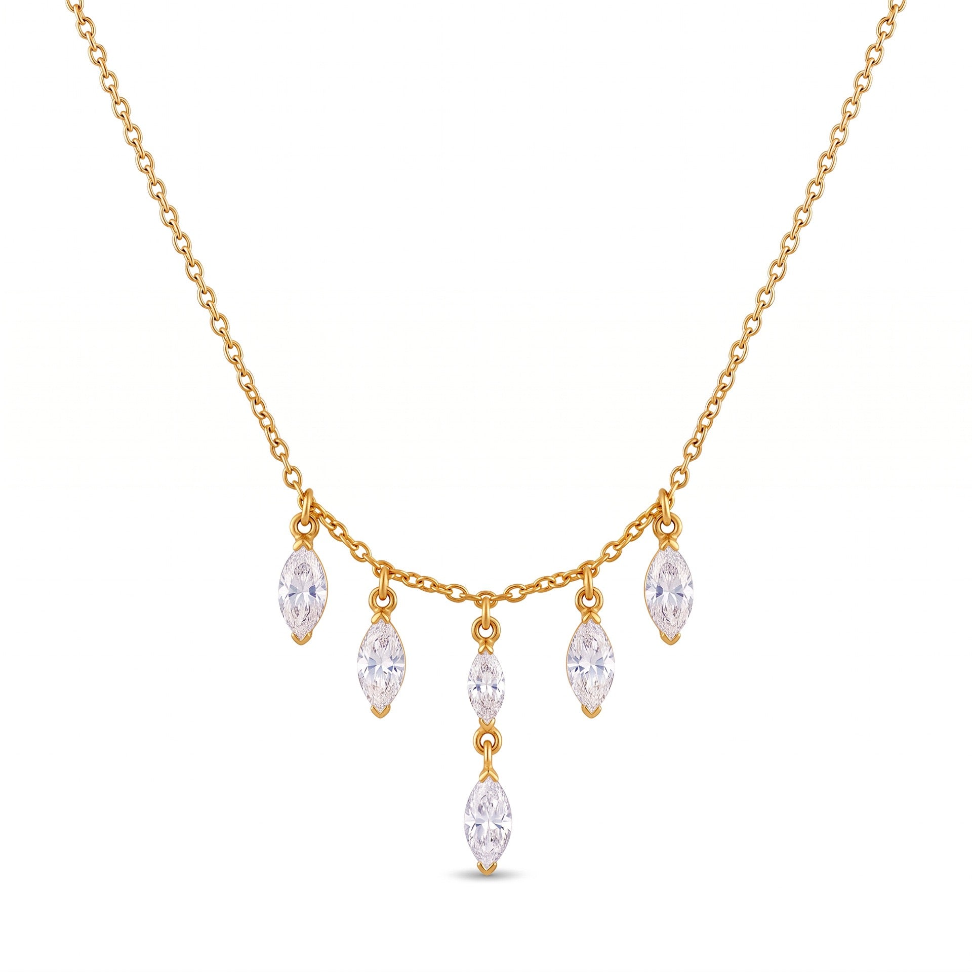 Luxury Tassel Zirconia Necklace – Elegant Everyday Versatile | Triangle Marquise Tassel Necklace, Five Marquise Diamond Necklace, Beaded Multi-Zirconia Necklace, Star Moon Heart Tassel Necklace, Square Diamond Geometric Tassel Necklace