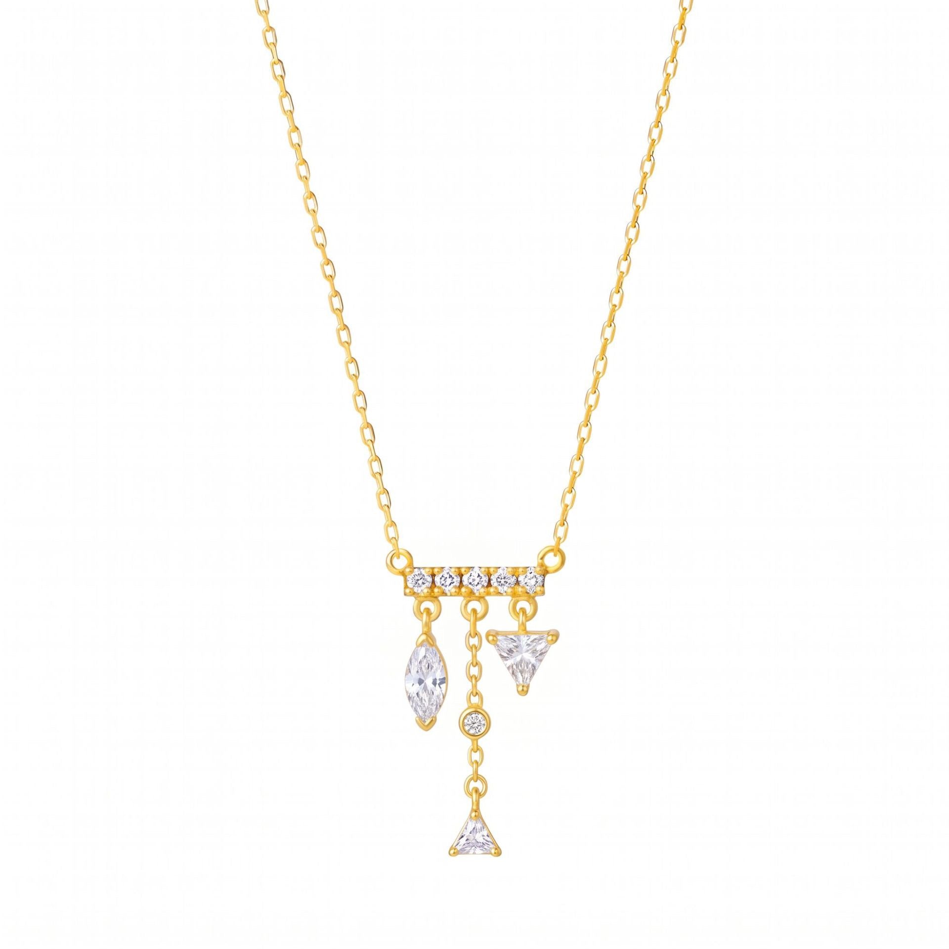 Luxury Tassel Zirconia Necklace – Elegant Everyday Versatile | Triangle Marquise Tassel Necklace, Five Marquise Diamond Necklace, Beaded Multi-Zirconia Necklace, Star Moon Heart Tassel Necklace, Square Diamond Geometric Tassel Necklace