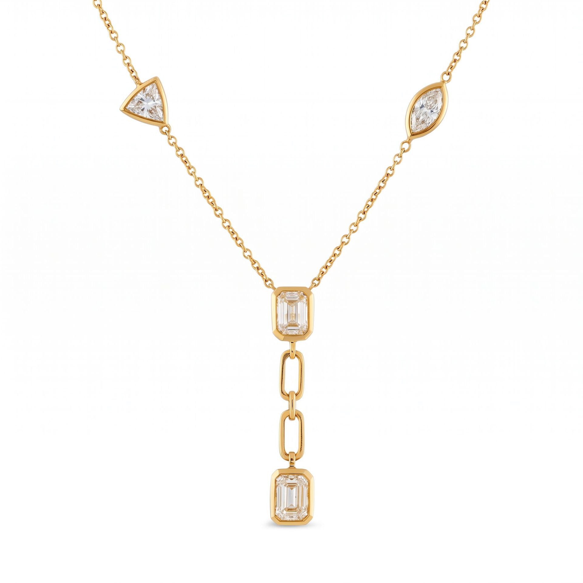 Luxury Tassel Zirconia Necklace – Elegant Everyday Versatile | Triangle Marquise Tassel Necklace, Five Marquise Diamond Necklace, Beaded Multi-Zirconia Necklace, Star Moon Heart Tassel Necklace, Square Diamond Geometric Tassel Necklace