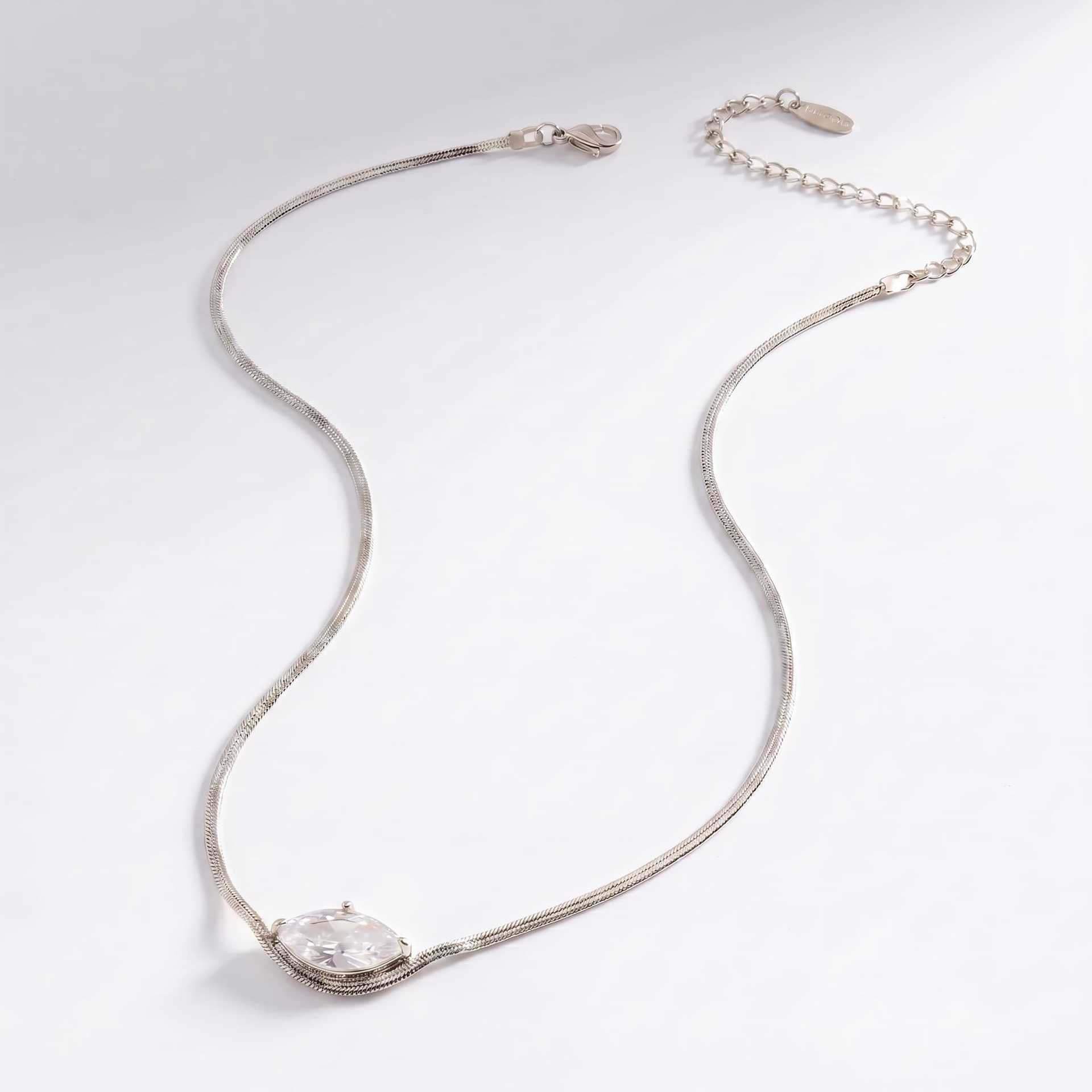 Luxury Layered Collarbone Necklace – Marquise Zirconia Accent, Stackable Everyday | Gold Marquise Zirconia Necklace, Gold Mini Diamond Accent Necklace, Silver Marquise Zirconia Necklace, Silver Mini Diamond Accent Necklace