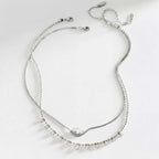 Luxury Layered Collarbone Necklace – Marquise Zirconia Accent, Stackable Everyday | Gold Marquise Zirconia Necklace, Gold Mini Diamond Accent Necklace, Silver Marquise Zirconia Necklace, Silver Mini Diamond Accent Necklace - UMI