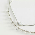 Luxury Layered Collarbone Necklace – Marquise Zirconia Accent, Stackable Everyday | Gold Marquise Zirconia Necklace, Gold Mini Diamond Accent Necklace, Silver Marquise Zirconia Necklace, Silver Mini Diamond Accent Necklace - UMI