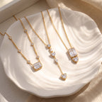 Western Style Crystal Necklace – Star Moon Heart Square Diamond Tassel, Tarnish-Resistant | Square Diamond Heart Spacer Necklace, Multi-Zirconia Tassel Necklace, Square Diamond Heart Necklace, Star Moon Crystal Diamond Necklace, Heart Tassel Necklace - UMI