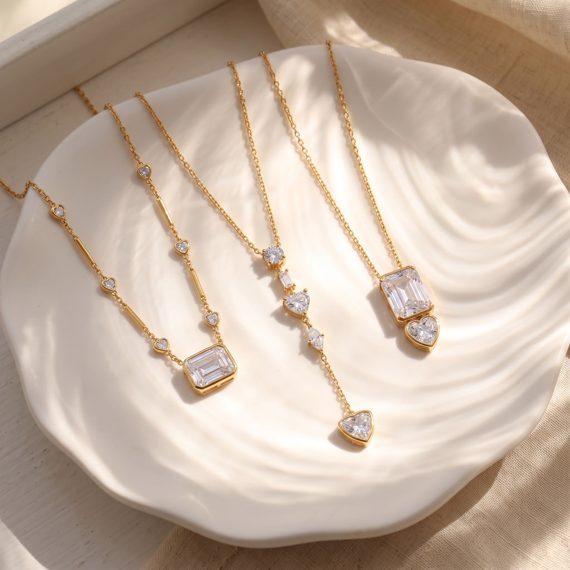 Western Style Crystal Necklace – Star Moon Heart Square Diamond Tassel, Tarnish-Resistant | Square Diamond Heart Spacer Necklace, Multi-Zirconia Tassel Necklace, Square Diamond Heart Necklace, Star Moon Crystal Diamond Necklace, Heart Tassel Necklace