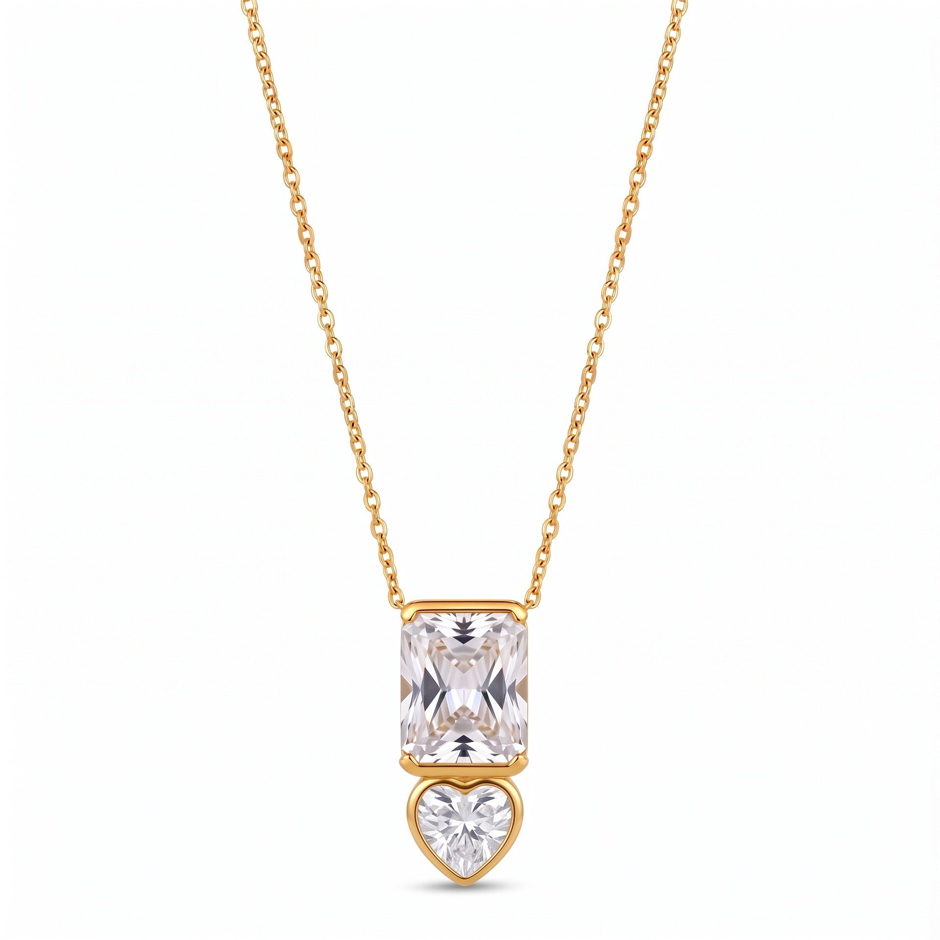 Western Style Crystal Necklace – Star Moon Heart Square Diamond Tassel, Tarnish-Resistant | Square Diamond Heart Spacer Necklace, Multi-Zirconia Tassel Necklace, Square Diamond Heart Necklace, Star Moon Crystal Diamond Necklace, Heart Tassel Necklace
