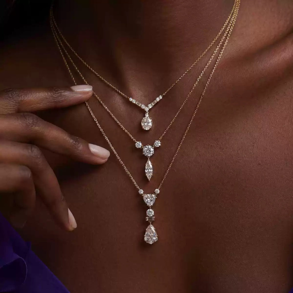 Trending Drop Diamond Pendant Collarbone Necklace, Versatile Holiday Gift