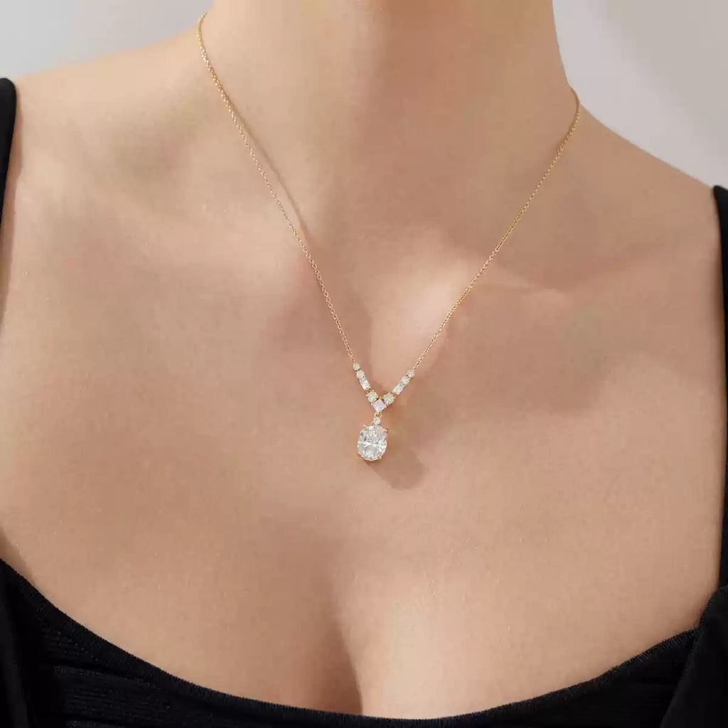 Trending Drop Diamond Pendant Collarbone Necklace, Versatile Holiday Gift