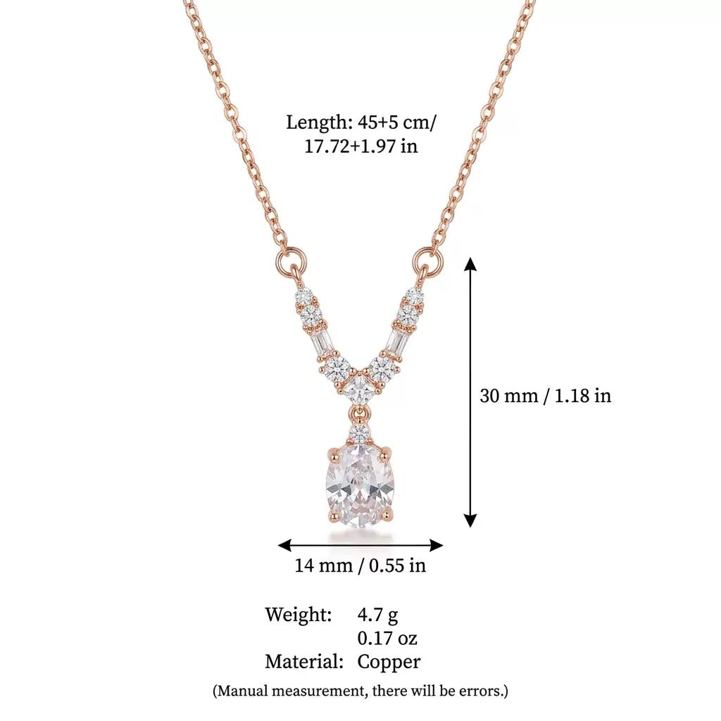Trending Drop Diamond Pendant Collarbone Necklace, Versatile Holiday Gift