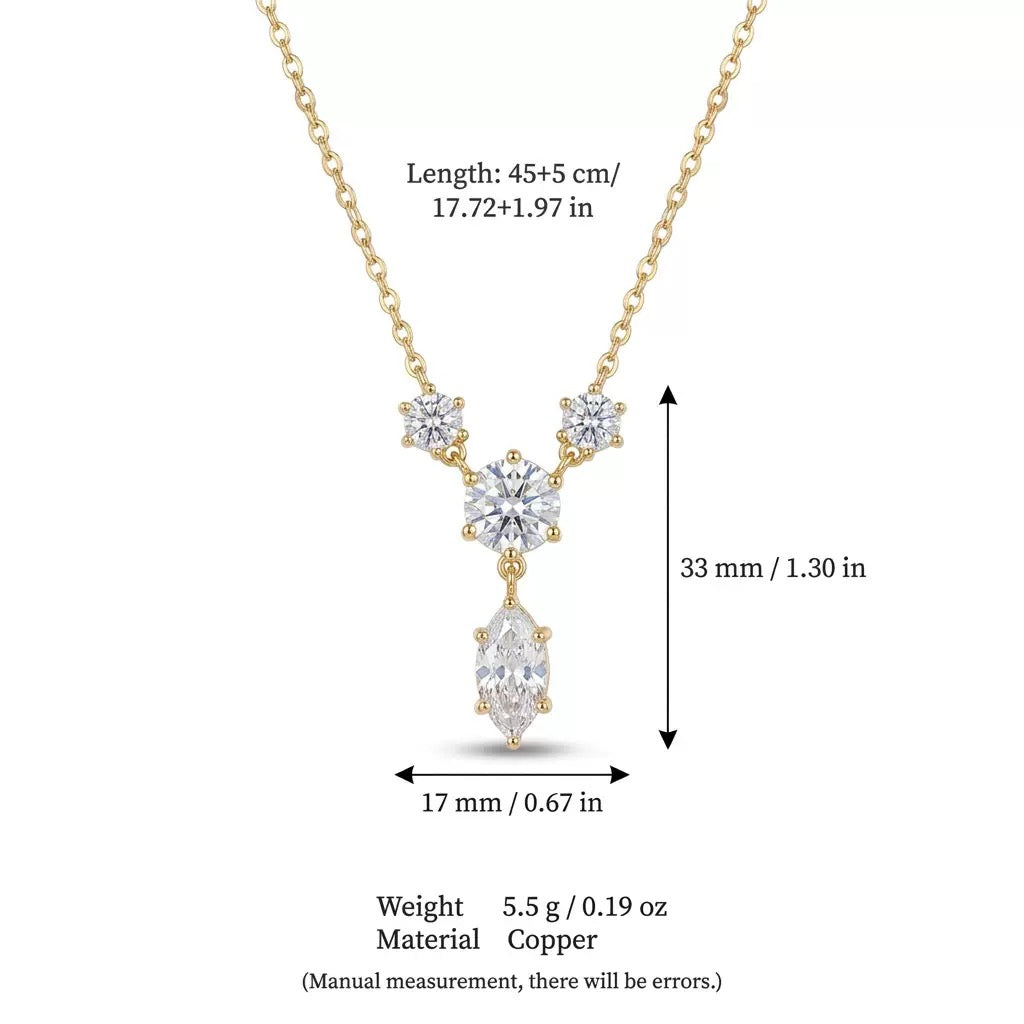 Trending Drop Diamond Pendant Collarbone Necklace, Versatile Holiday Gift