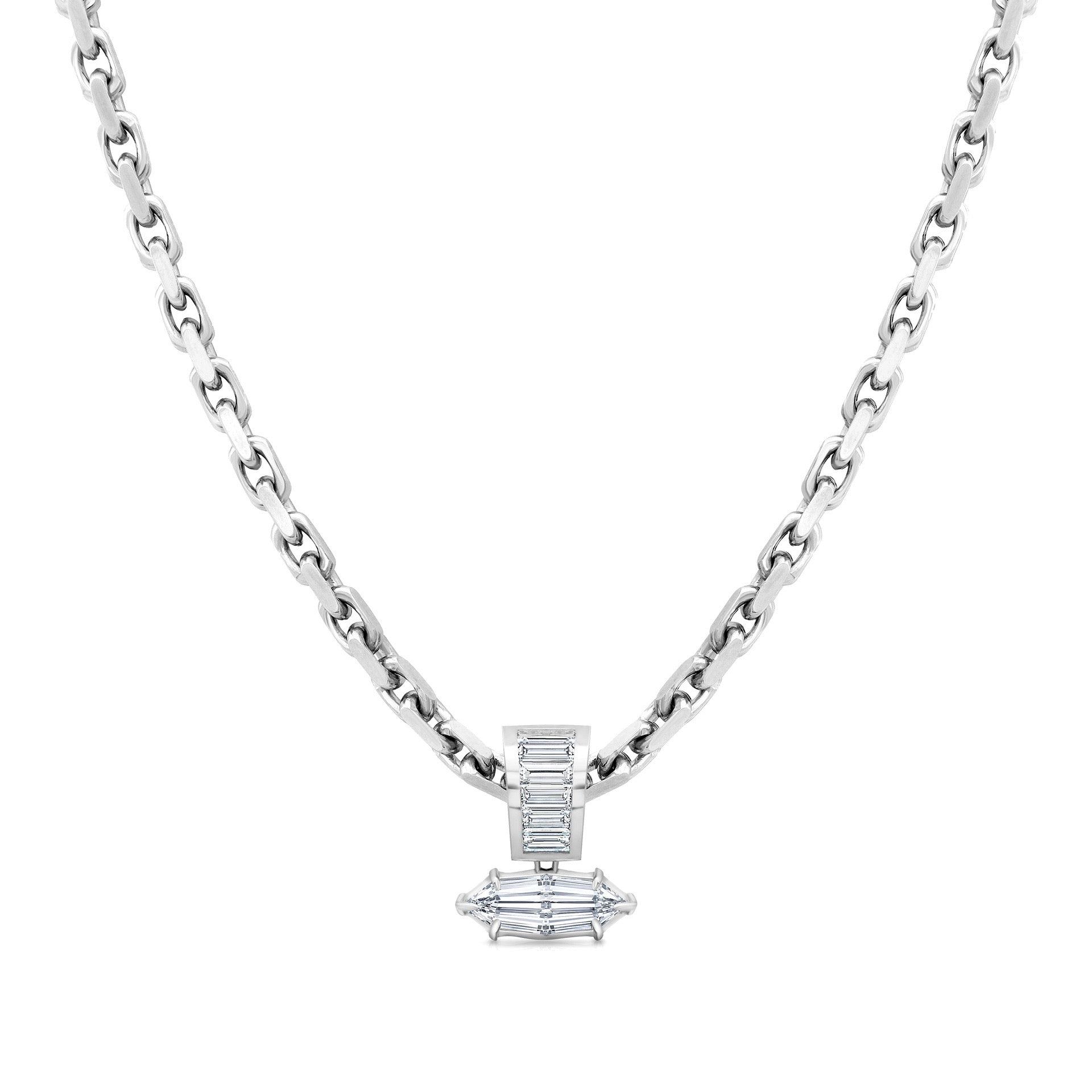 Thick Chain Teardrop Pear‑Shaped Zircon Pendant Necklace, Vintage Heavy‑Set Layering Collarbone Necklace