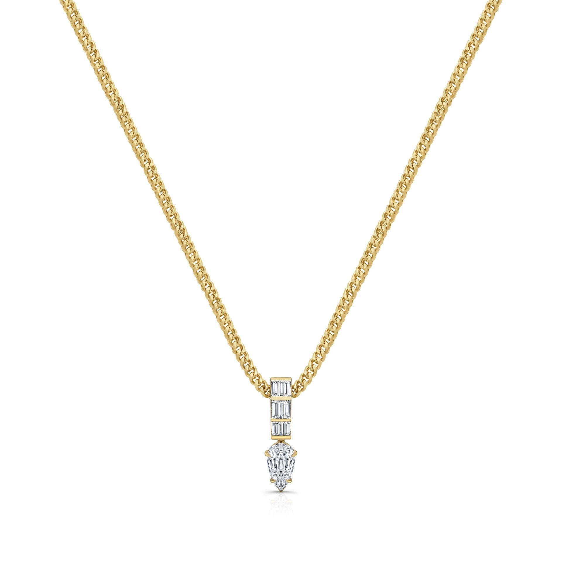 Thick Chain Teardrop Pear‑Shaped Zircon Pendant Necklace, Vintage Heavy‑Set Layering Collarbone Necklace
