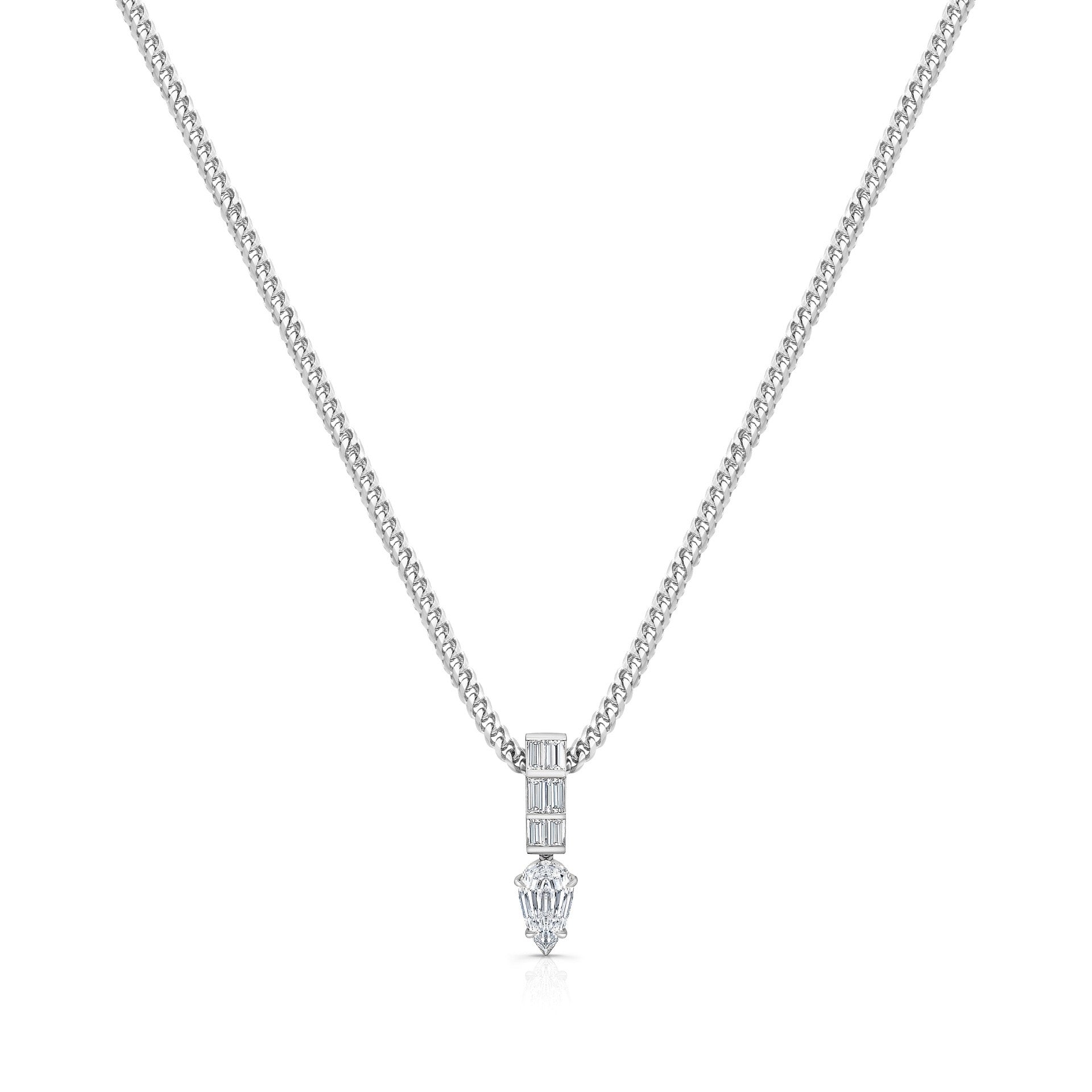 Thick Chain Teardrop Pear‑Shaped Zircon Pendant Necklace, Vintage Heavy‑Set Layering Collarbone Necklace