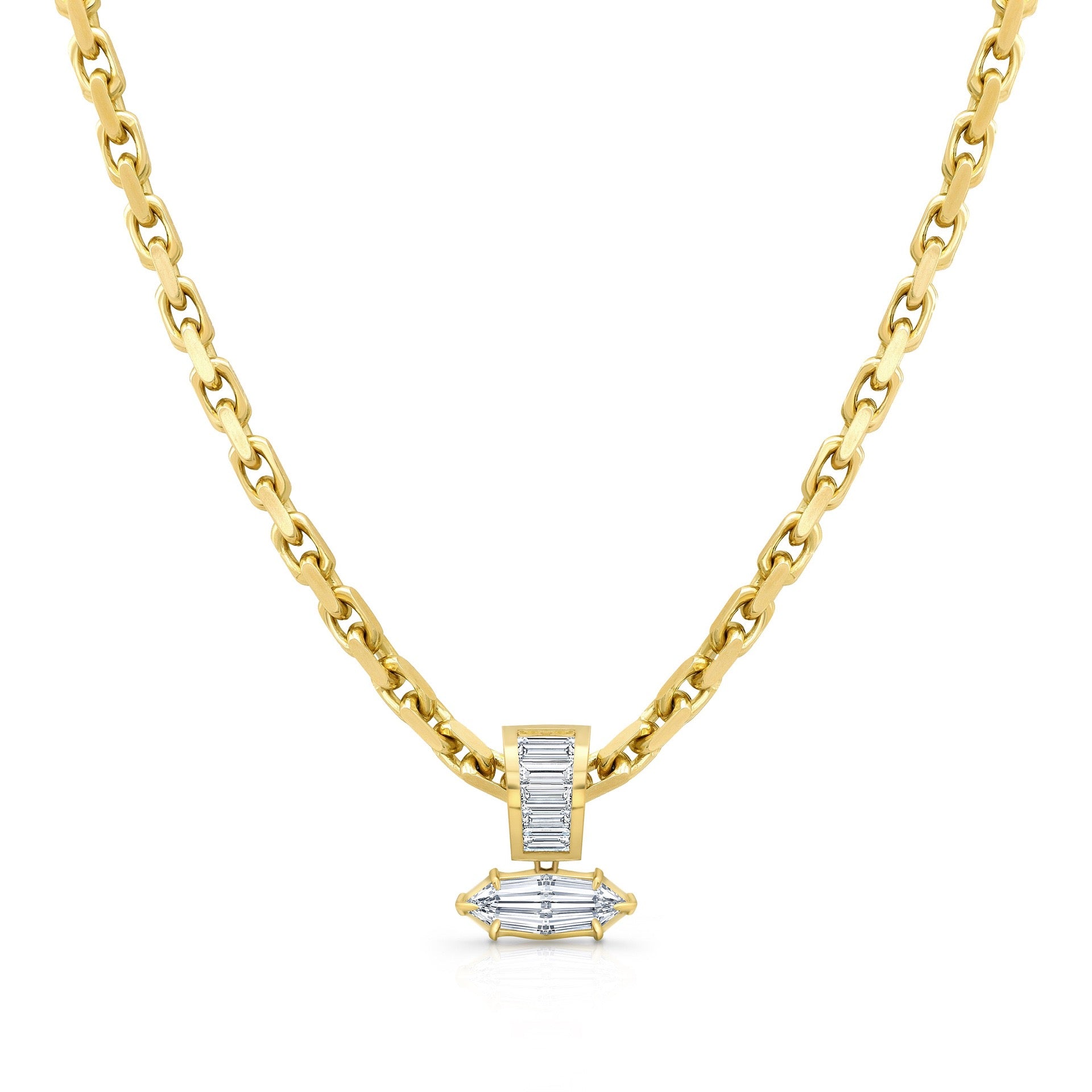 Thick Chain Teardrop Pear‑Shaped Zircon Pendant Necklace, Vintage Heavy‑Set Layering Collarbone Necklace