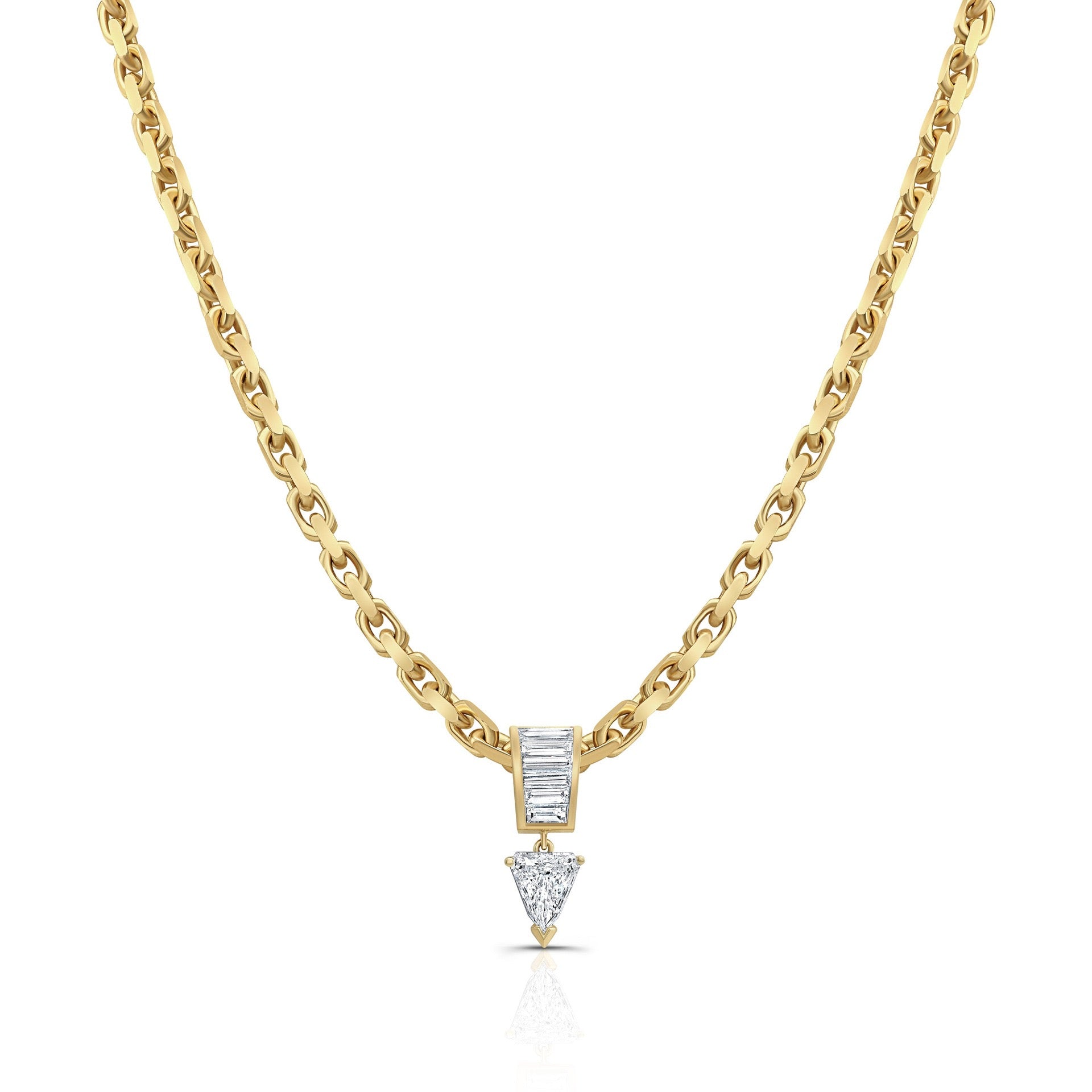 Thick Chain Teardrop Pear‑Shaped Zircon Pendant Necklace, Vintage Heavy‑Set Layering Collarbone Necklace