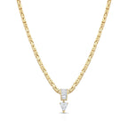 Thick Chain Teardrop Pear‑Shaped Zircon Pendant Necklace, Vintage Heavy‑Set Layering Collarbone Necklace - UMI