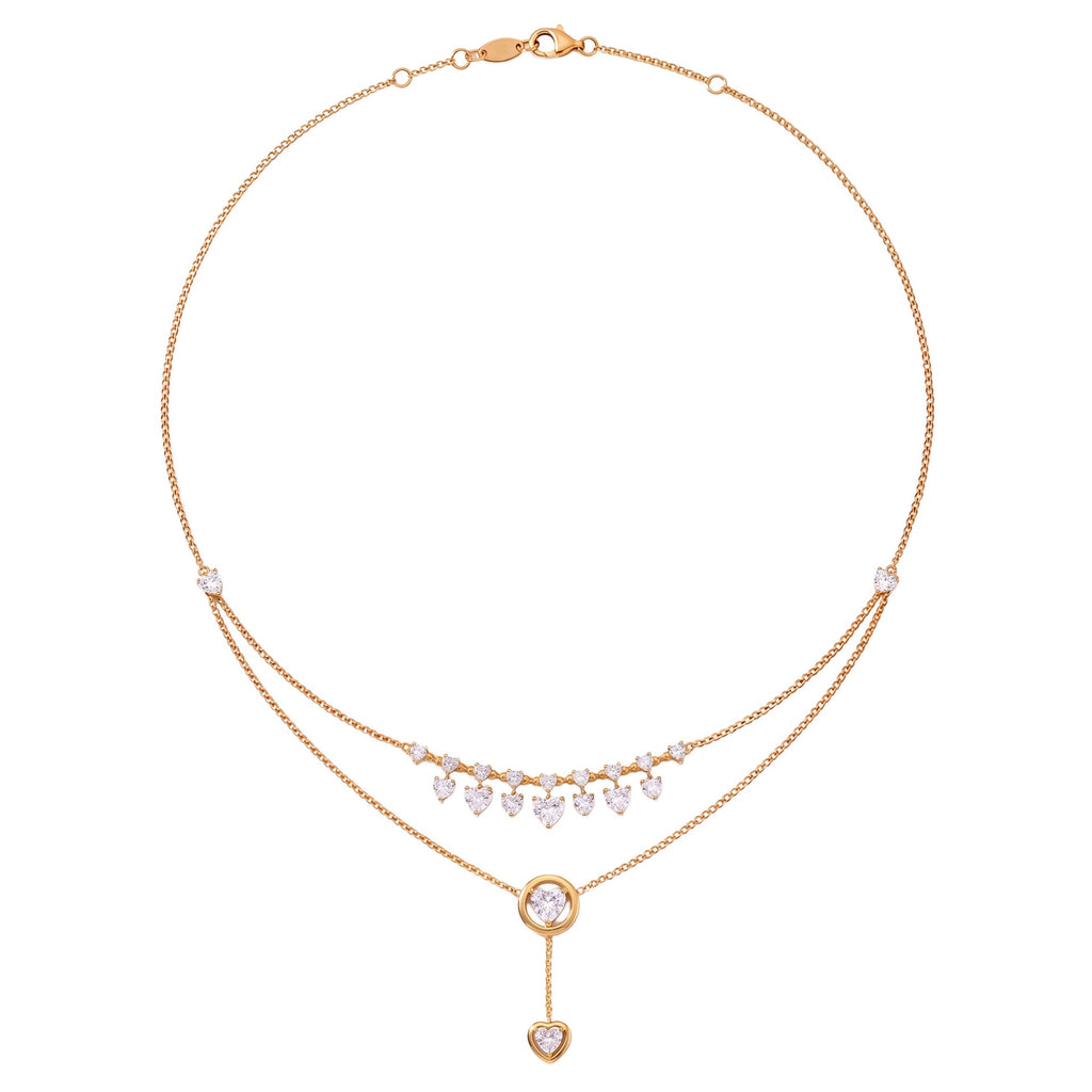 Dainty Sparkly Zircon Necklace,Star Heart Teardrop Crystal Pendant Sweet Daily Layering Jewelry