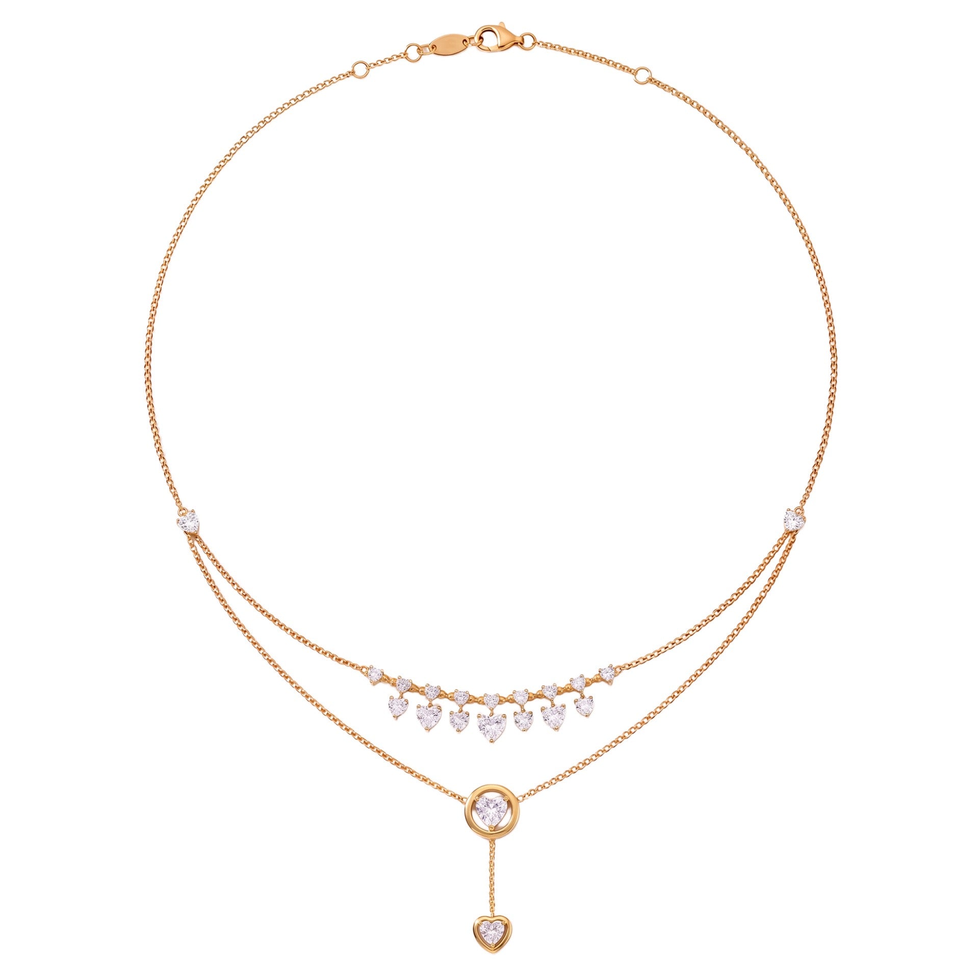 Dainty Sparkly Zircon Necklace,Star Heart Teardrop Crystal Pendant Sweet Daily Layering Jewelry